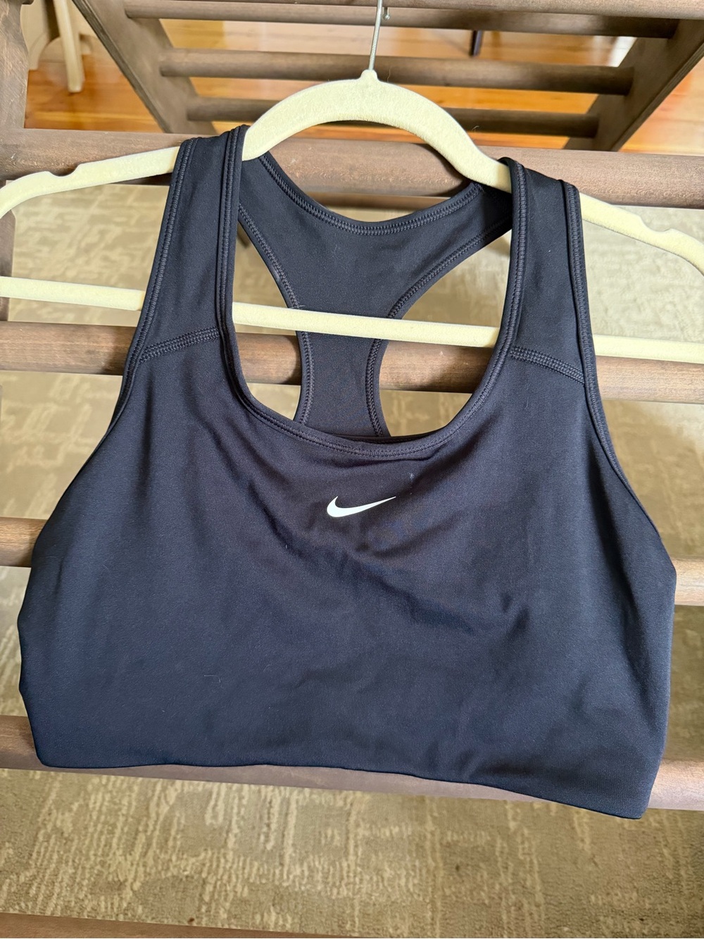 Nike Black Racerback Medium-Support Sports Bra with White Swoosh